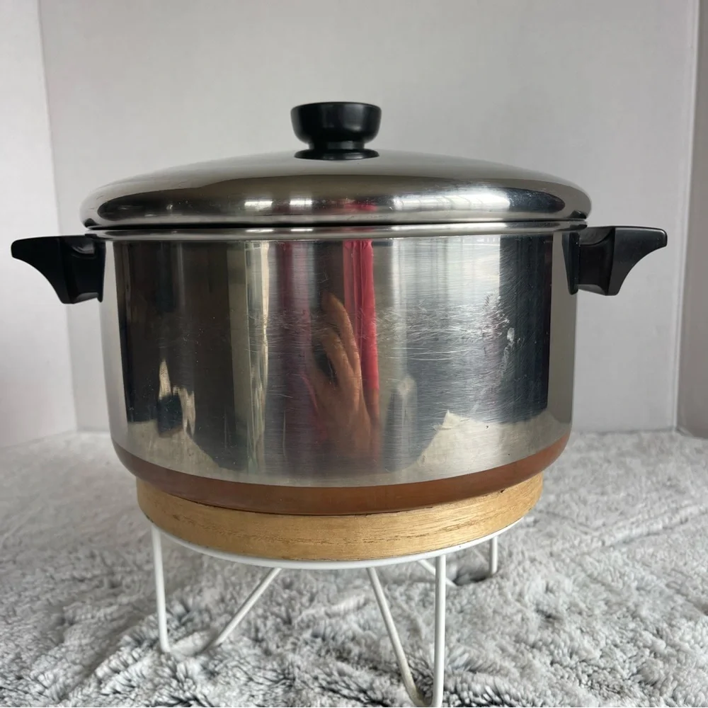 Vintage REVERE WARE Copper Clad 4 1/2 Qt Dutch Pot